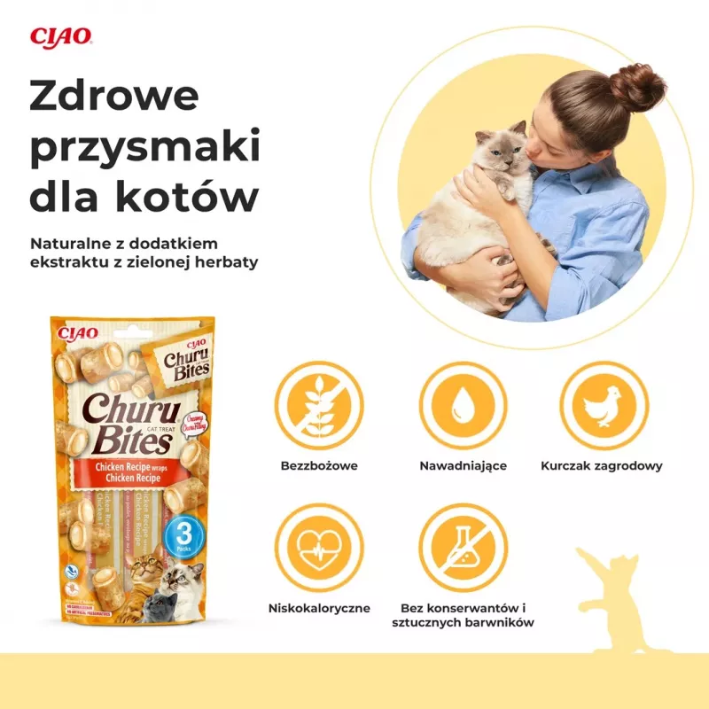 INABA Churu Bites kananresepti-kääreet – kissanherkut – 3x10 g