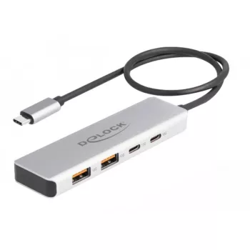 DeLOCK USB-keskitin USB Type-C 10 Gbit/s 2x Type-A 2x Type-C 35 cm kaapeli