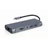 Gembird A-CM-COMBO7-01 kannettavan telakka/porttitoistin USB 3.2 Gen 1 (3.1 Gen 1) Type-A harmaa