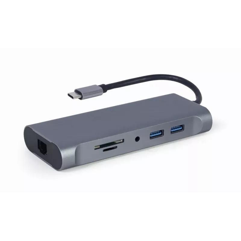 Gembird A-CM-COMBO7-01 kannettavan telakka/porttitoistin USB 3.2 Gen 1 (3.1 Gen 1) Type-A harmaa