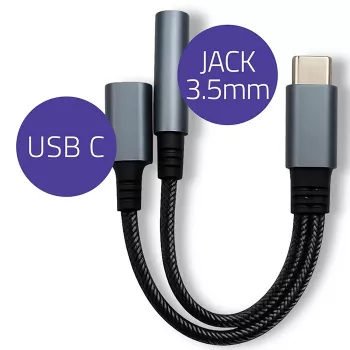 Adapteri 2in1 USB-C USB-C:hen ja 3,5 mm liitäntään PD 15W