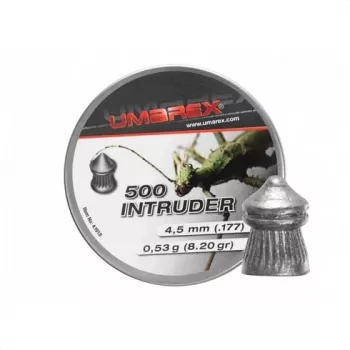 Ilmakiväärin pelletit Umarex Intruder Pointed Ribbed 4.5 mm, lyijydiabolo, 0.52 g, 500 kpl, rihlattu piippu