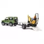 BRUDER Land Rover Defender CAT-perävaunulla ja hahmolla leluajoneuvo