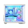 PC-kotelo MODECOM Volcano Panorama Midi Tower valkoinen — micro ATX, karkaistu lasi, ARGB, USB-C, tukee GPU 400 mm