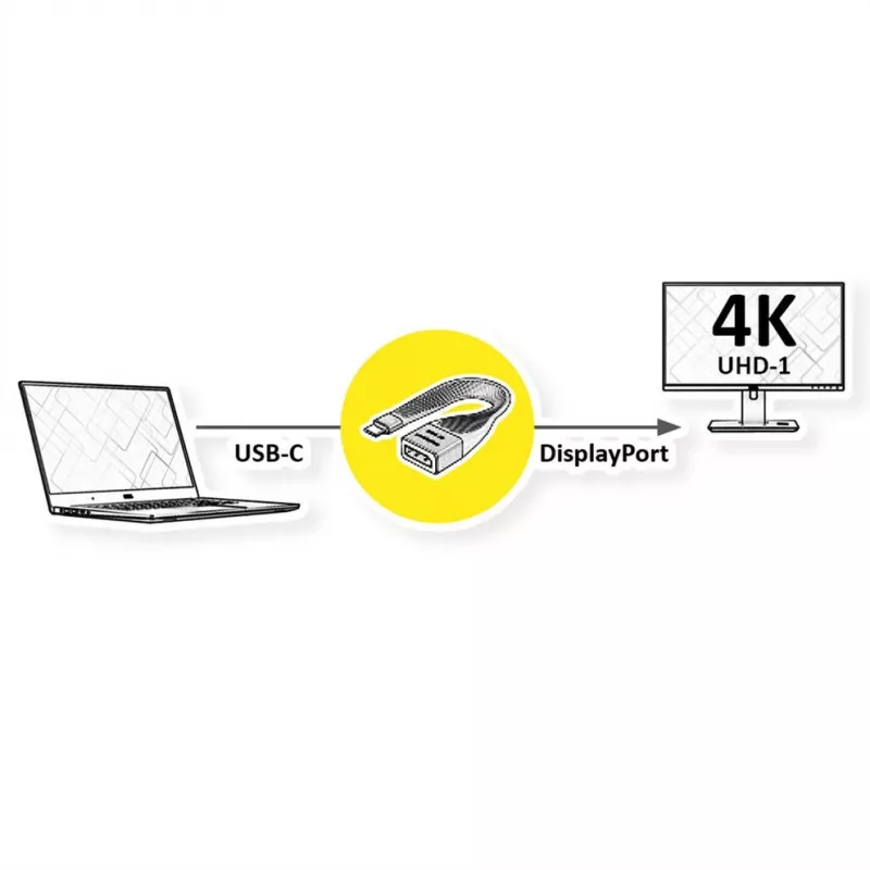 ROTRONIC-SECOMP Roline - adapterikaapeli - USB-C (uros) - DisplayPort (naaras)