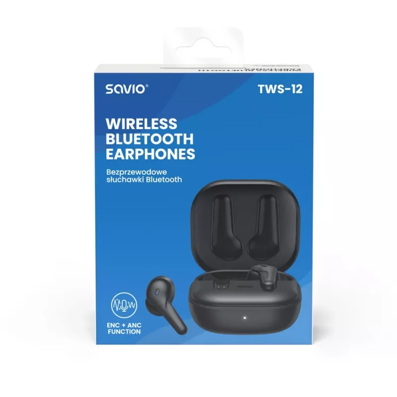 SAVIO In-Ear-TWS-headset TWS-12, Bluetooth 5.3, sisäänrakennettu mikrofoni, musta