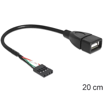 Delock kaapeli USB-pistokeholkki > USB 2.0 Type-A holkki 20 cm (83291)