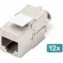 DIGITUS CAT 6A suojattu Keystone-moduuli, työkaluton, RJ-45, litteä, hopea — 12 kpl:n pakkaus