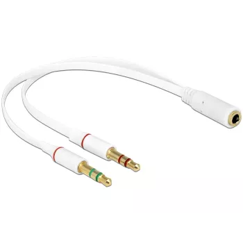 Audiokaapeli DeLOCK 65585 0,2 m 2 x 3,5 mm uros - 3,5 mm naaras valkoinen