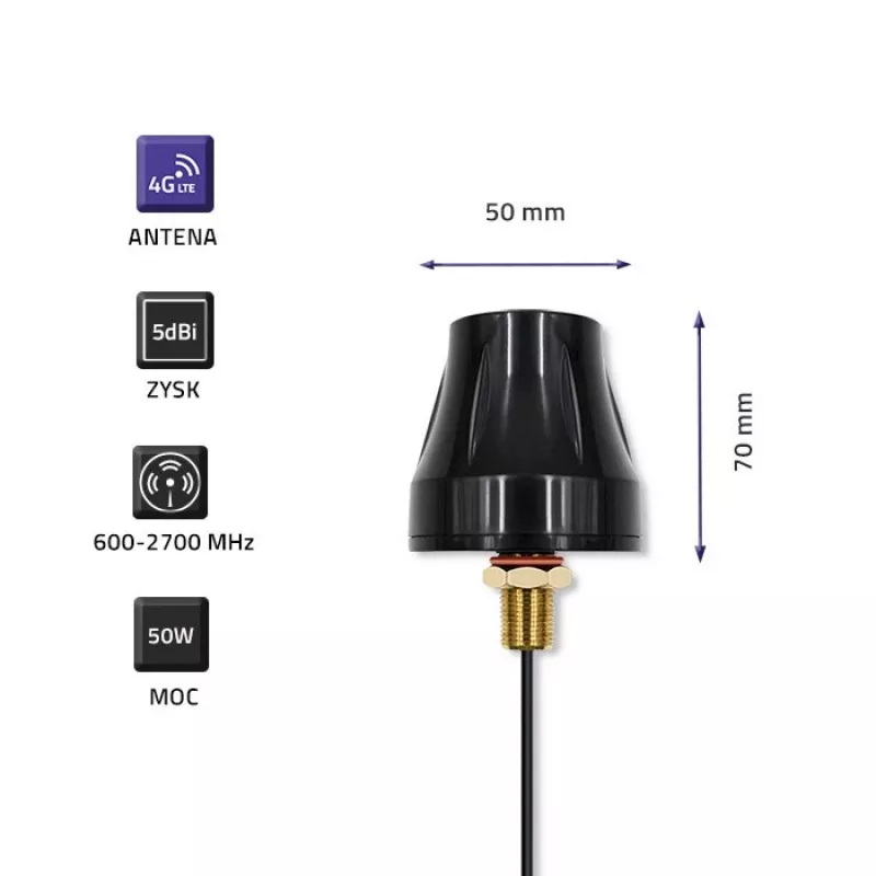 Ympärisäteilevä 4G-LTE-antenni QOLTEC 57037, kaksoispolarisoitu, 5 dBi vahvistus