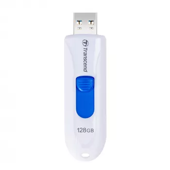 Transcend JetFlash 790 TS128GJF790W USB-muistitikku, 128 GB, USB 3.1 Gen 1, sisäänvedettävä liitin, valkoinen