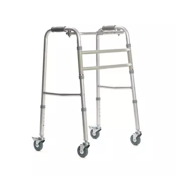 Kävelyteline VITEA CARE PPC013VC — 4-pyöräinen alumiinirollaattori, korkeussäädettävä 81,5–91,5 cm, 8 cm pyörät, leveys 550 mm, enimmäiskäyttäjäpaino 110 kg