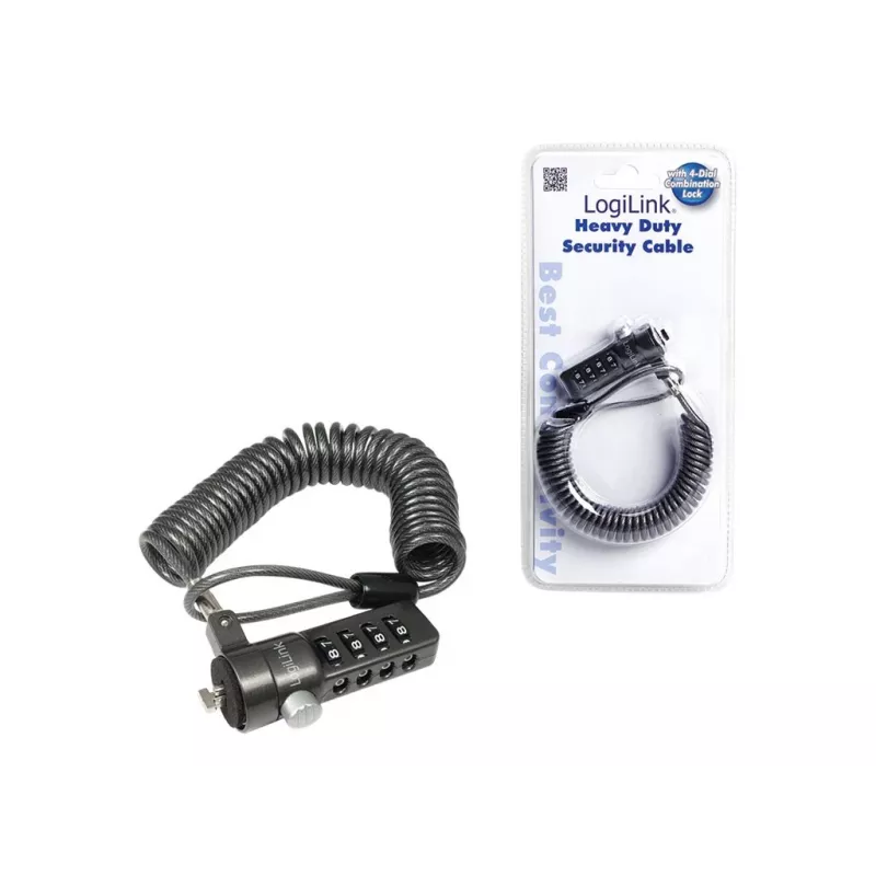 LogiLink NBS004 kaapelilukko musta 1,8 m