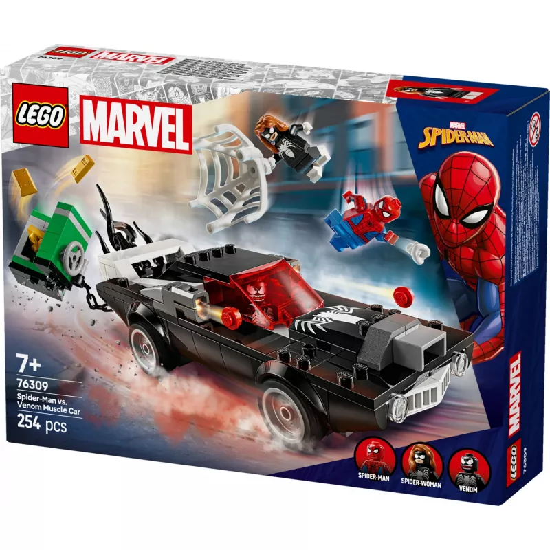 LEGO Marvel Super Heroes Spider-Man vs. Venom -muscle car -rakennussarja 76309 — 254 osaa, 3 minihahmoa, ikä 7+