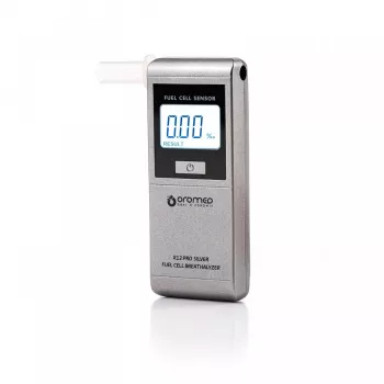 Alkometri ORO-MED X12 PRO SILVER — kosketukseton hengitysalkoholitesti, alue 0–4 g/l, LCD, AAA-paristot