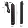 Steckdosenleiste MACLEAN MCE395 B — 5 pistorasiaa, 3×USB, 110–240V AC, 2,1A USB, 2500W, 1,5 m kaapeli, musta