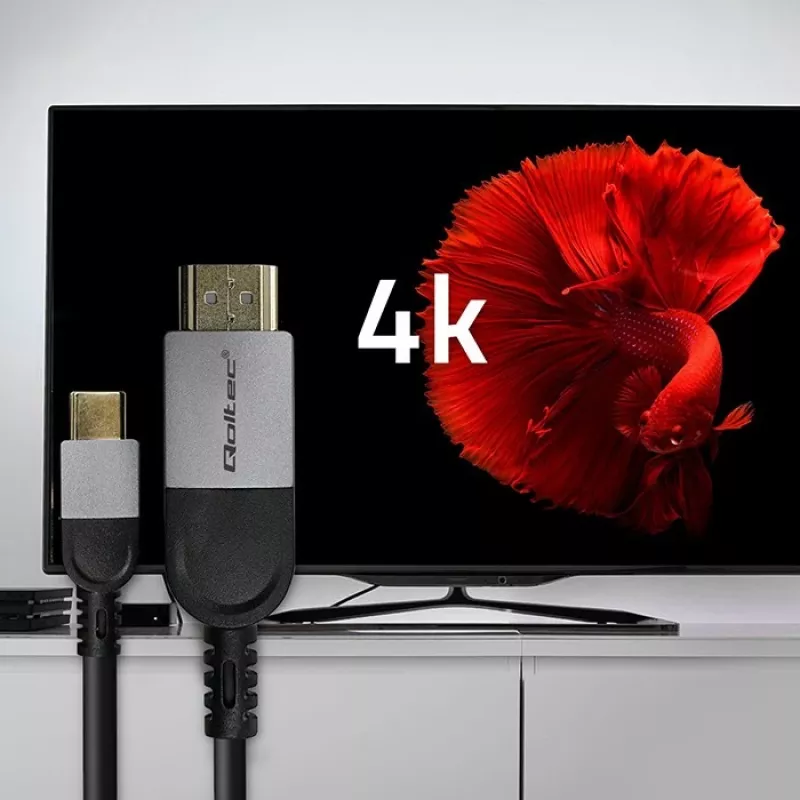 USB-C–HDMI-kaapeli QOLTEC 50438 — 2 m, 4K 60 Hz