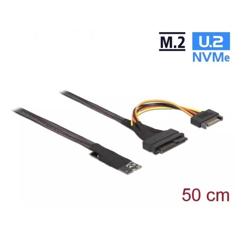 DeLOCK M.2 Key M - U.2 SFF-8639 NVMe -sovitin 50 cm kaapelilla