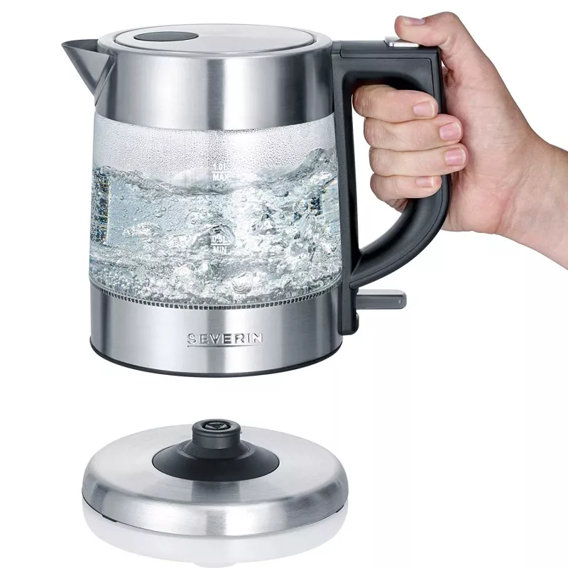 Severin WK 3468 vedenkeitin 1 l 2 200 W musta, ruostumaton teräs, läpinäkyvä