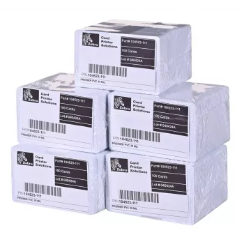 Zebra Premier PVC-kortit, 30 mil (5 pakkausta x 100)