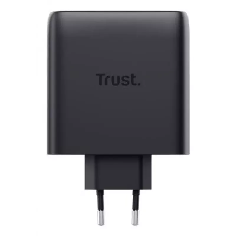 TRUST Maxo 100W 2-porttinen USB-C GaN laturi — 100 W, 2× USB-C, max. 20 V, 2 m kaapeli, musta
