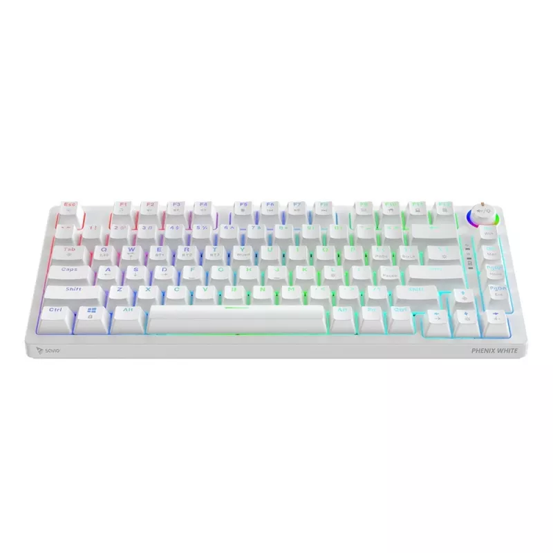 SAVIO PHENIX WHITE langaton mekaaninen näppäimistö, Gateron Red Pro, ABS