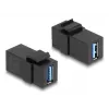 DeLOCK Keystone-moduuli USB 3.0 A naaras - A naaras musta 1:1