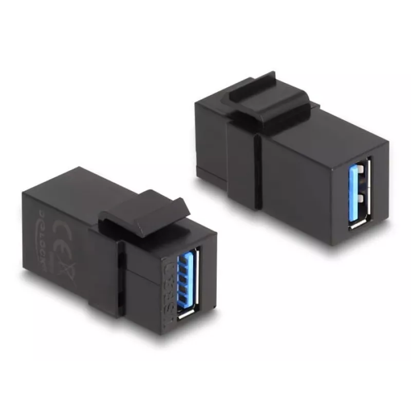 DeLOCK Keystone-moduuli USB 3.0 A naaras - A naaras musta 1:1