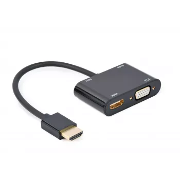 Gembird A-HDMIM-HDMIFVGAF-01 sovitin HDMI-uros – HDMI-naaras + VGA-naaras, ääni ja virtaliitäntä