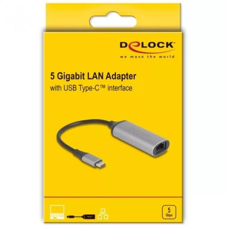 DeLOCK 81570 kaapeliadapteri USB Type-C RJ-45 0,15 m antrasiitti