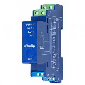 Upotettava himmennin Shelly Pro Dimmer 0/1-10V PM — langaton, 110–240 V, 3 W valmiustila, sininen, 19×69×94 mm