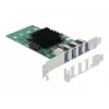 DeLOCK PCI Express x4 -kortti 4 x ulkoinen USB 3.0 Quad Channel - Low Profile -muototekijä
