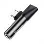 Baseus audio-adapteri USB-C 3,5 mm miniliitäntä + USB-C (musta)