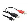 USB-kaapeli DeLOCK 2x USB2.0-A pistoke / USB mini 5-napainen 1 m musta