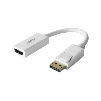 UNITEK kultapinnoitettu DisplayPort DP - HDMI 4K UHD HDTV uros-naaras-sovitinadapteri äänellä - Y-6332 valkoinen