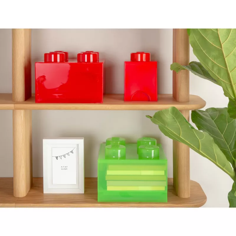 LEGO Storage Brick 4 säilytyslaatikko kannella, läpikuultava punainen