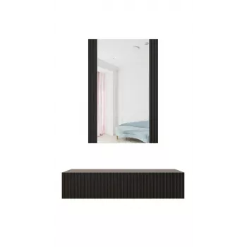 Meikkipöytä peilillä cama meble PAFOS 80×41,6×100 cm, MDF-runko, 1 laatikko, matta musta