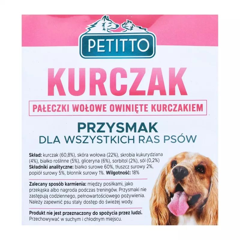 PETITTO Kanalla käärityt tikut koiranherkku, 500 g