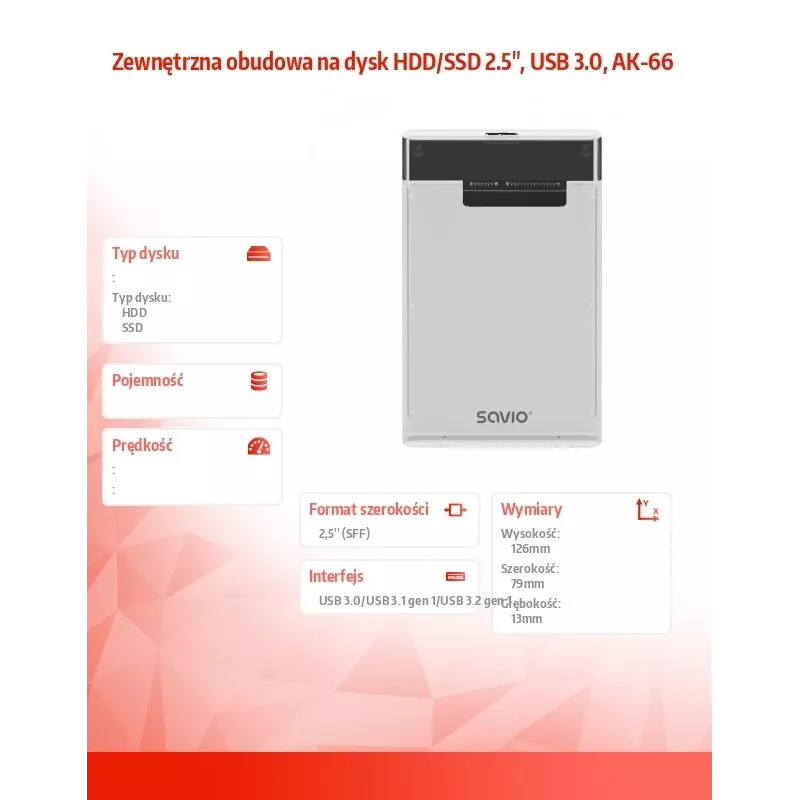 HDD/SSD-kotelo Savio AK-66