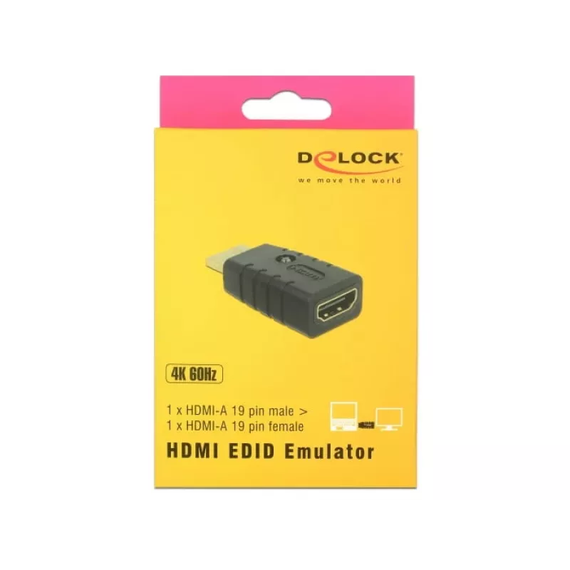 Sovitin HDMI (uros) > HDMI (naaras), EDID-emulaattori (musta)