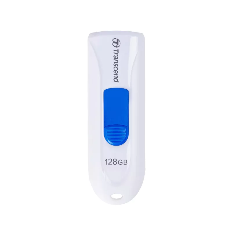 Transcend JetFlash 790 TS128GJF790W USB-muistitikku, 128 GB, USB 3.1 Gen 1, sisäänvedettävä liitin, valkoinen