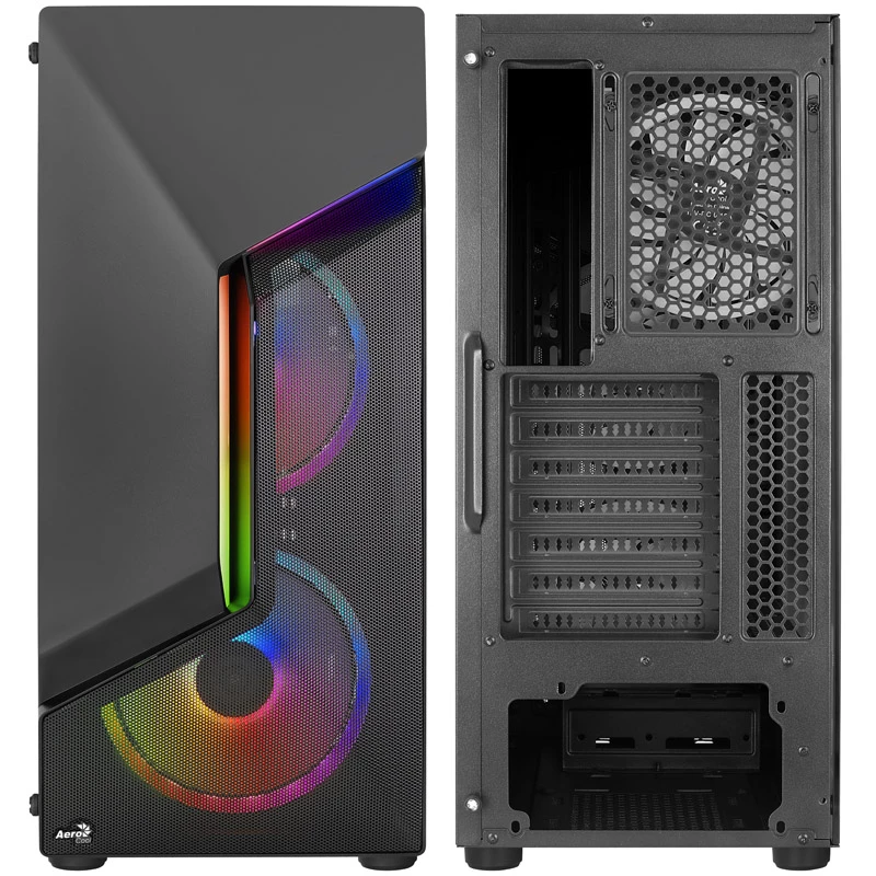 Aerocool Scape-G-BK-v2 Midi-Tower, Tempered Glass, FRGB - musta