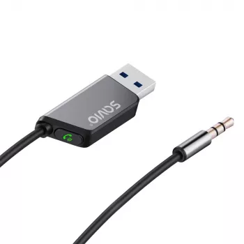 Savio TR-16 lähetin AUX-adapteri handsfree-toiminnolla, Bluetooth 5.3, Google Assistant/Siri