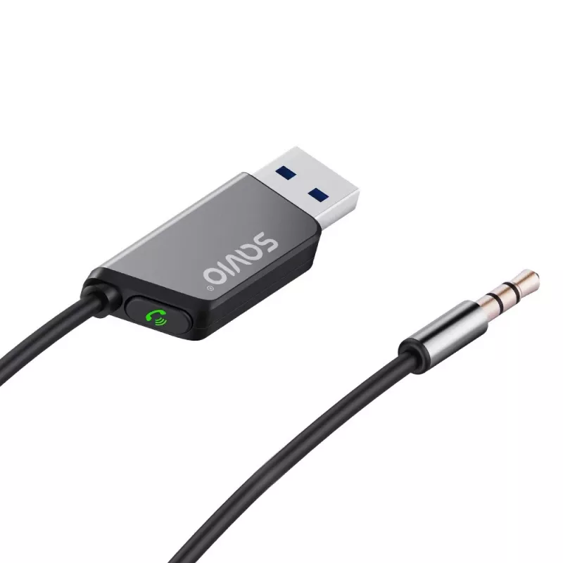 Savio TR-16 lähetin AUX-adapteri handsfree-toiminnolla, Bluetooth 5.3, Google Assistant/Siri