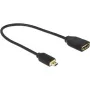 DELOCK kaapeli HDMI Micro D uros > HDMI A naaras High Speed Ethernetillä 3D 4K 20cm Premium Slim