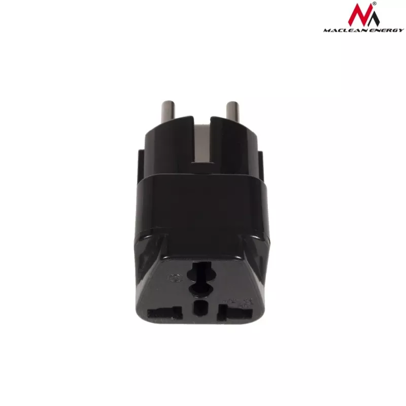 Maclean MCE155 yleispistokesovitin, UK-pistorasia EU-pistokkeelle, musta