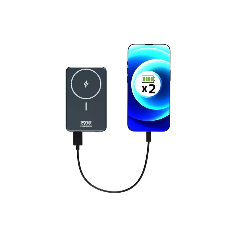 Port Designs 907005 varavirtalähde 10000 mAh langaton lataus musta