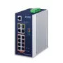 PLANET IGS-4215-8P2T2S teollinen hallittava kytkin, L2/L4, 8x Gigabit PoE+ + 2x Gigabit + 2x 1000Base-X SFP, IP30, DIN-kisko-/seinäasennus, DC, sininen/hopea