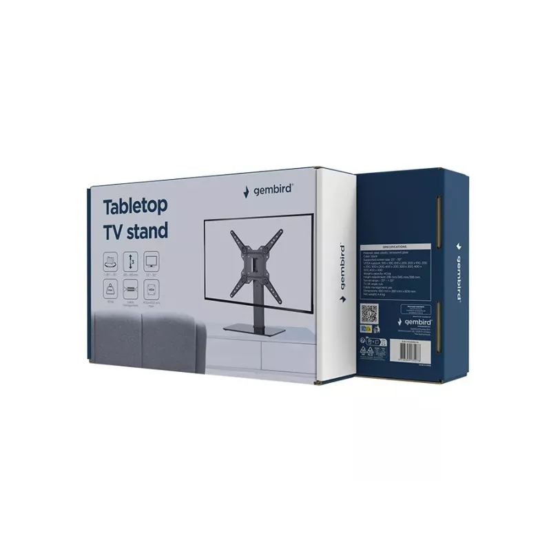 Gembird TVS-D55S-01 pöytä-TV-teline (kääntyvä), 23–55, musta