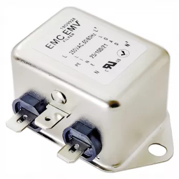 Akyga EN2090-3-F yksivaiheinen EMI-suodatin, 3 A, 120–250 V AC, 50/60 Hz, 6,3 mm liitännät